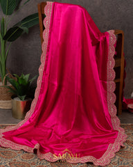 Pink Italian German Pure Silk Designer Saree