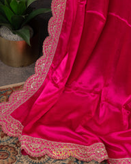 Pink Italian German Pure Silk Designer Saree