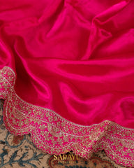 Pink Italian German Pure Silk Designer Saree