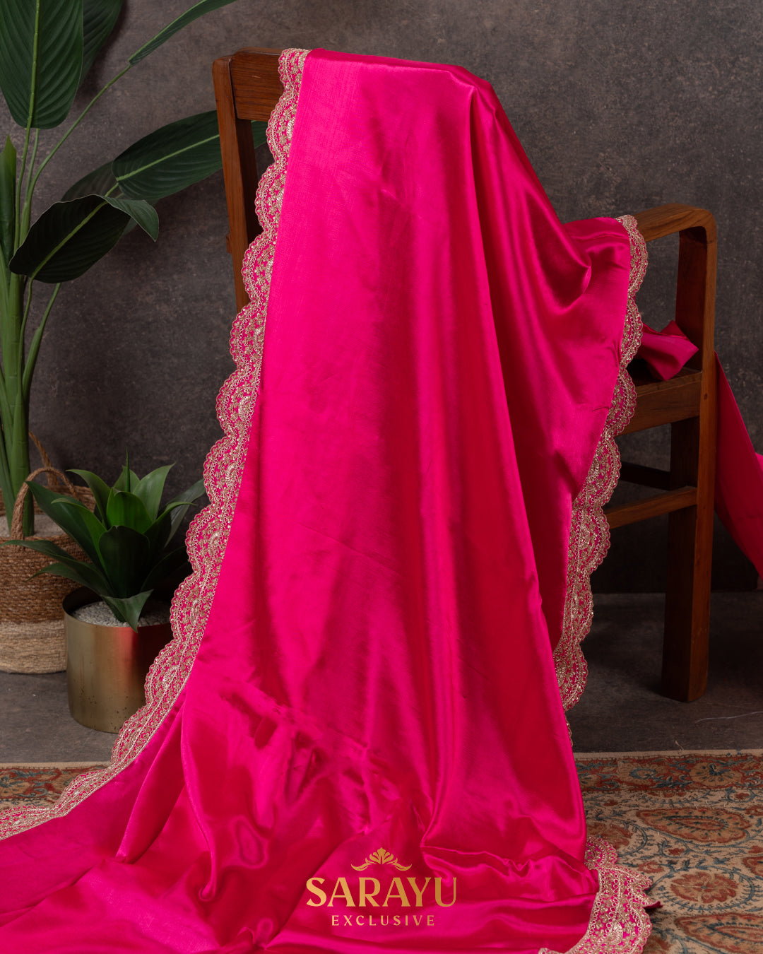 Pink Italian German Pure Silk Designer Saree