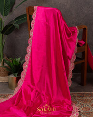 Pink Italian German Pure Silk Designer Saree