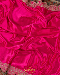 Pink Italian German Pure Silk Designer Saree