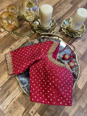 Red Rawsilk Handworked Blouse