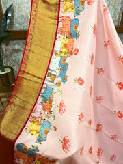 Baby Pink Pure Kanchi Digital Silk