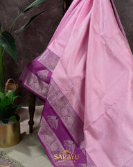 Light Pink and Magenta Pink Pure Venkatagiri Silk
