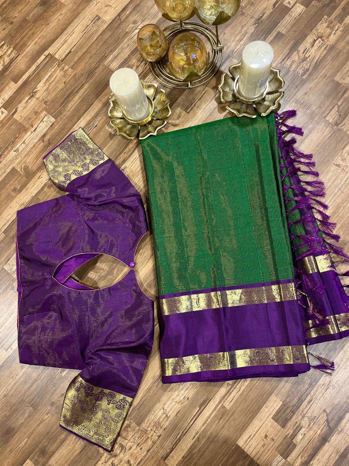 Green Space Border kanchi Pattu