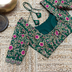 Green Maggam Work Blouse