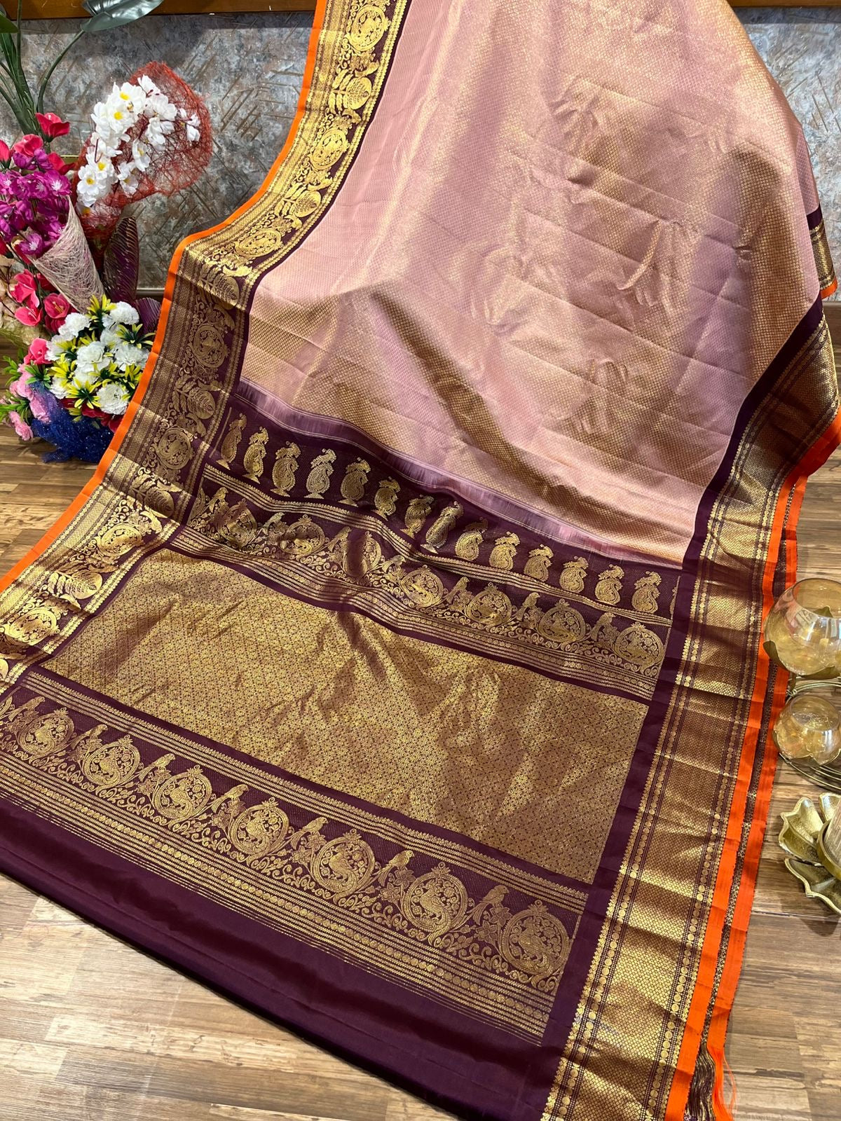 Gadwal all over brocade saree