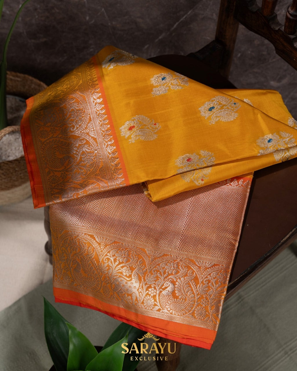 Yellow and Orange Venkatagiri Silk