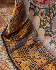 Beautiful Combination Kalamkari Hand painted Kanchi Pure Silk