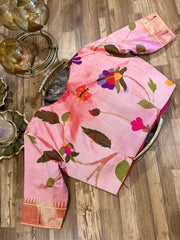 Peach Allover Pathani Pure Silk Blouse