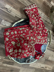 Red intricate All Over Silk Blouse