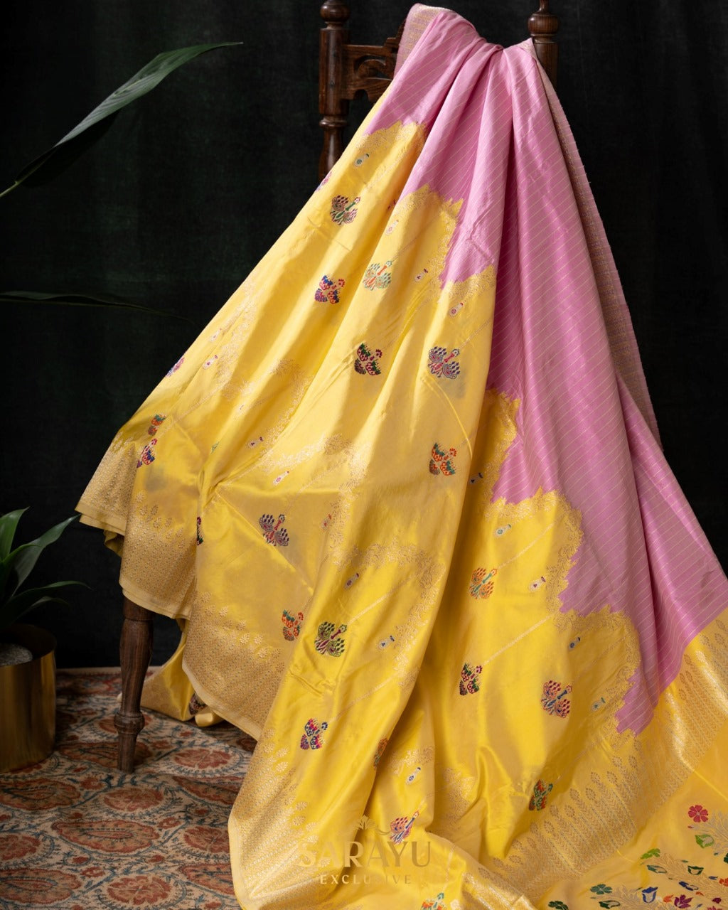Yellow and Pink Banarasi Rangkat