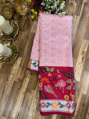 Light Pink and Red Pure Zari kota Jamawar