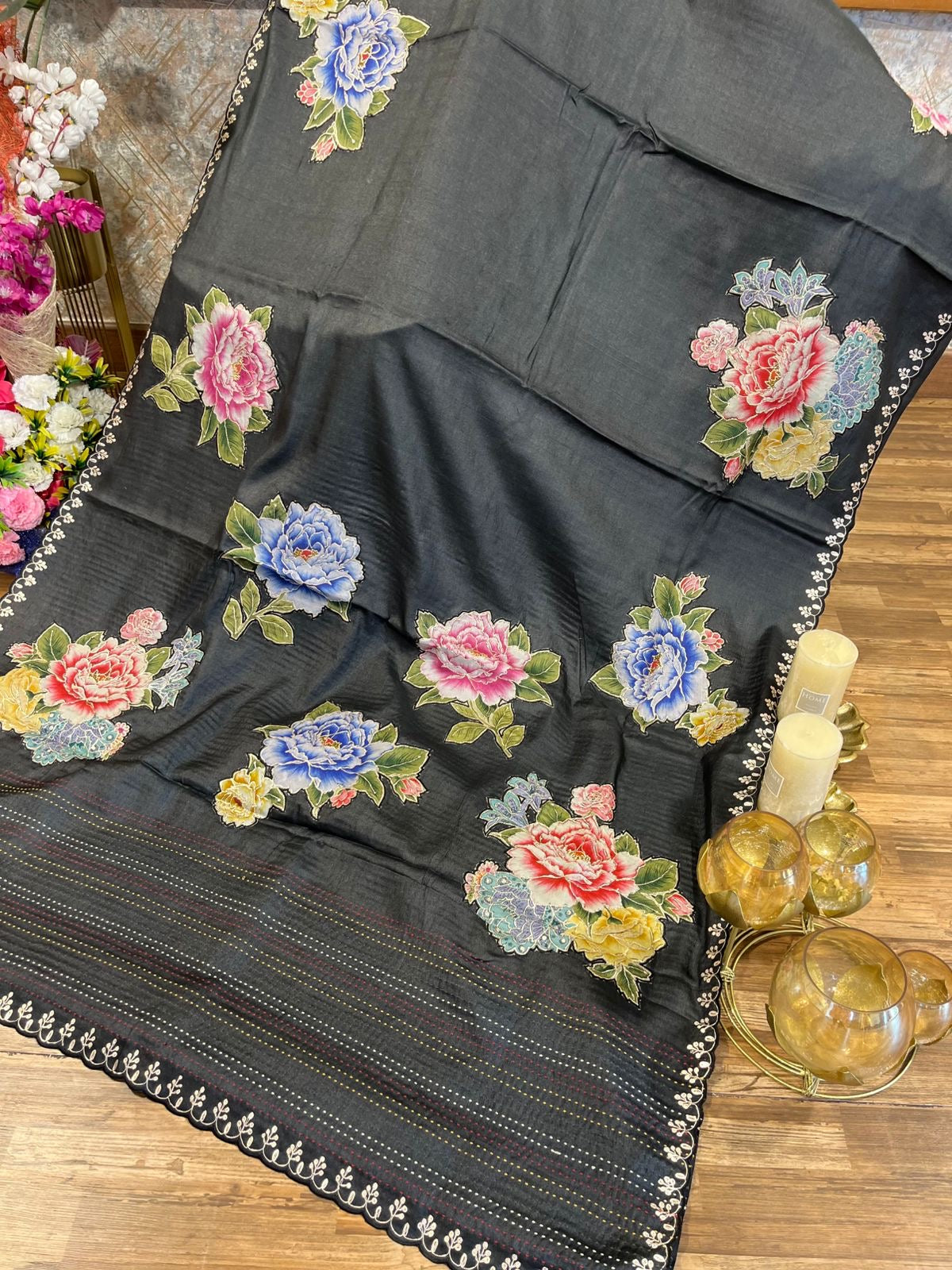 Black Shade Pure Tussar Saree