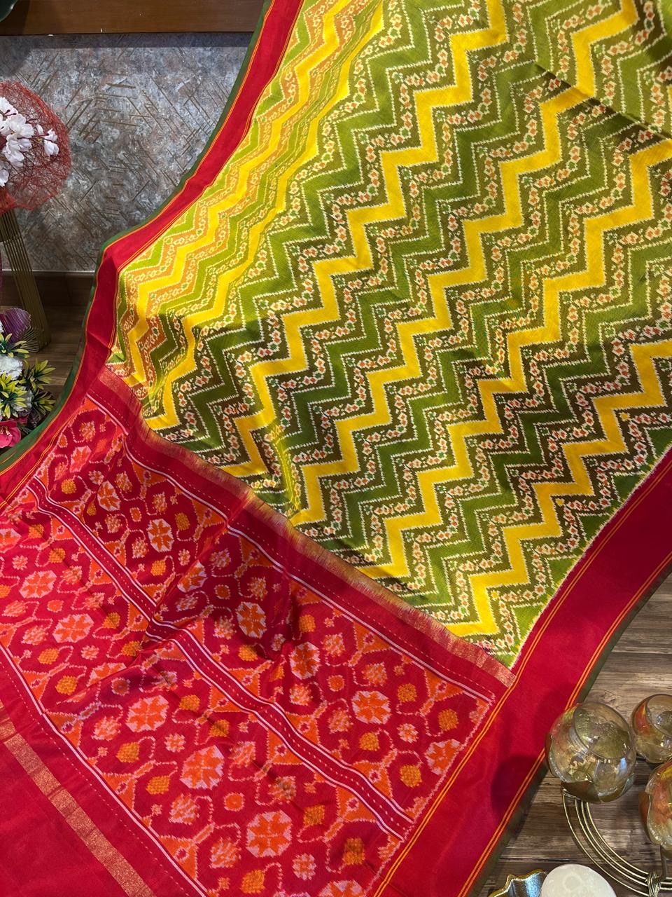 Yellow and Red Twill ikkat