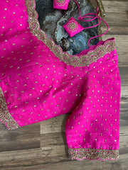 Bright Pink Rawsilk Handworked Blouse