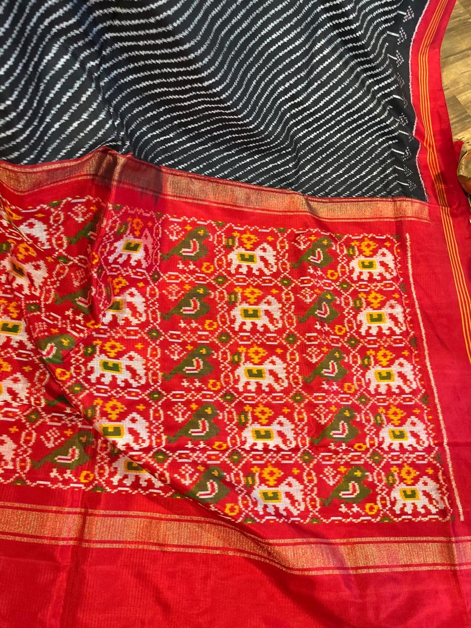 Black and Red Twill ikkat