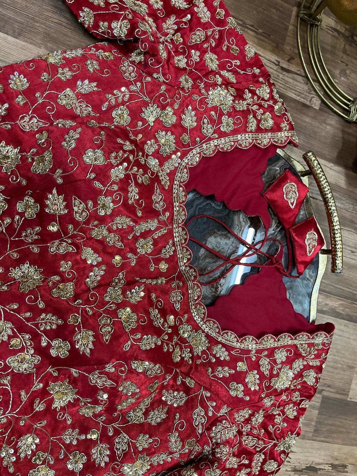 Red Velvet  Handworked Blouse