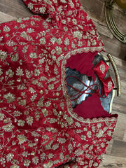 Red Velvet  Handworked Blouse