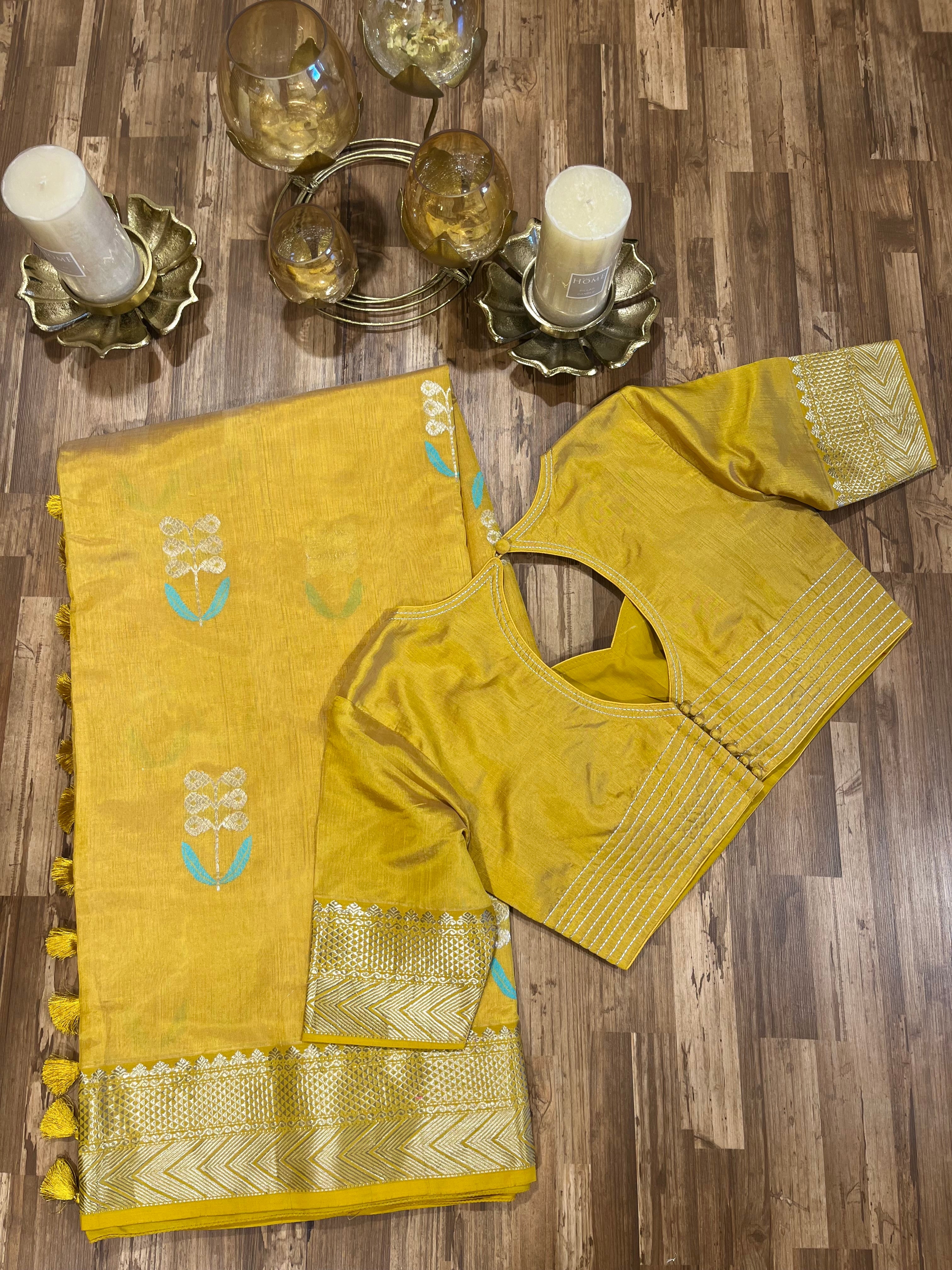 Chanderi saree ready to wear blouse