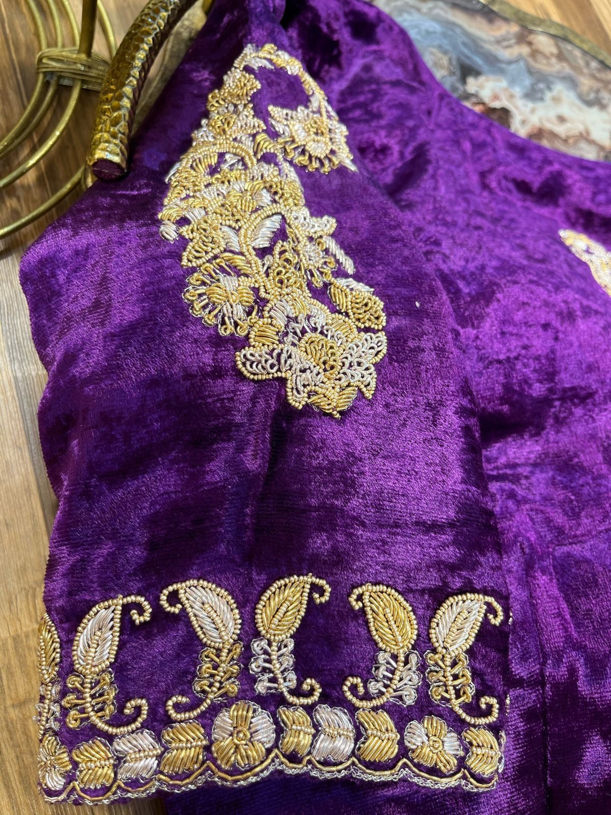 Purple Velvet Handworked Blouse