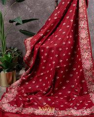 Brick Red Pure Tussar Silk
