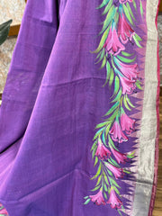 Lavender Handpainted Pure Handloom Jamdhani