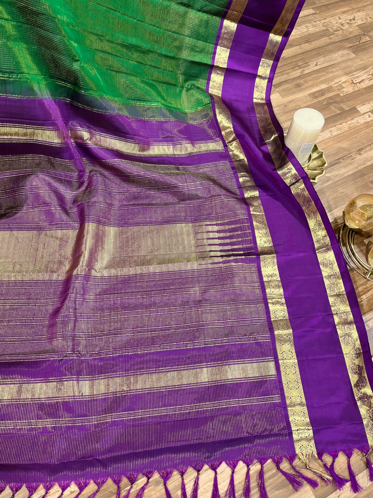 Green Space Border kanchi Pattu