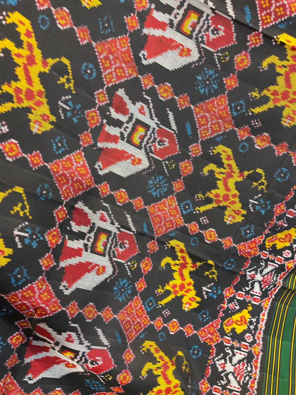 Black and Green Twill ikkat