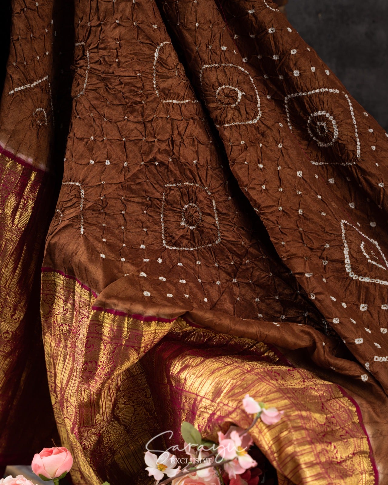 Deep Brown and Maroon Pure Kanchi Hand Bandhini
