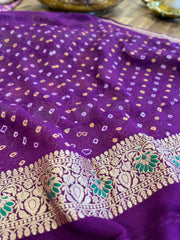 Purple Double Shaded Banarasi Bandhini Georgette