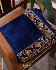 Royal Blue Italian German Silk Designer Saree