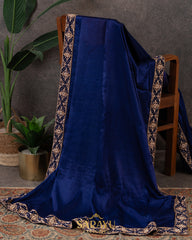 Royal Blue Italian German Silk Designer Saree