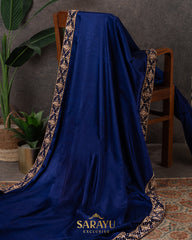 Royal Blue Italian German Silk Designer Saree