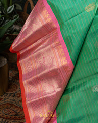 Green and Pink Double weave gadwal Pattu