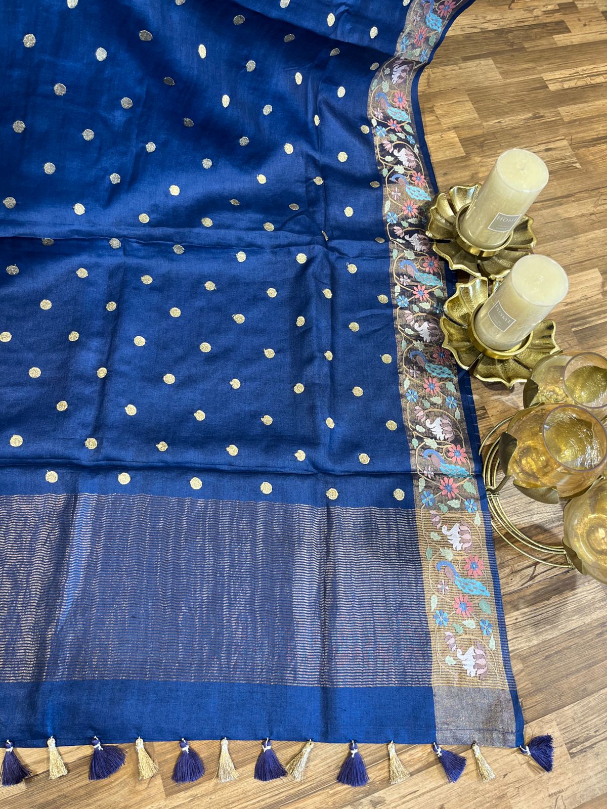 Navy Blue Shade Pure Tussar Saree