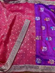 Pink and Purple Combination Fancy Kota and Banaras Fusion