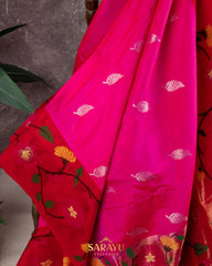Bright Pink And Red Pure Real Zari Exclusive Kota