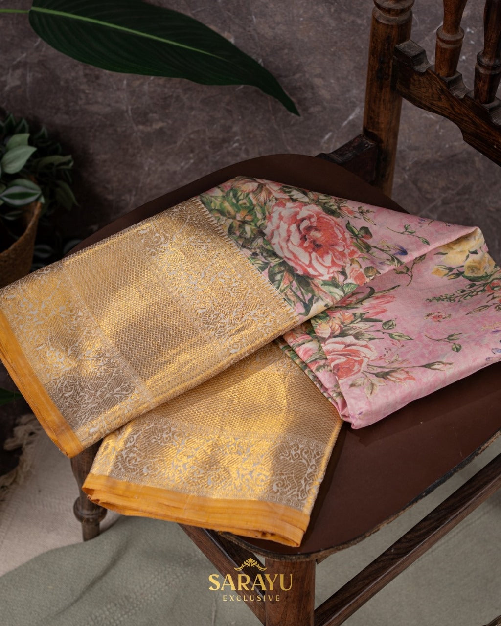 Soft Pink and Musturd Yellow Pure Kanchi Digital