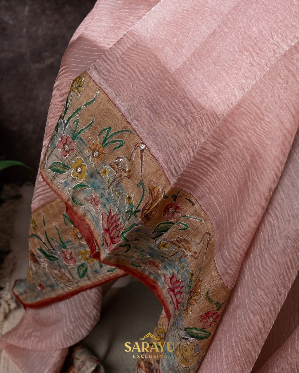 Soft Peach Crushed Pure Organza