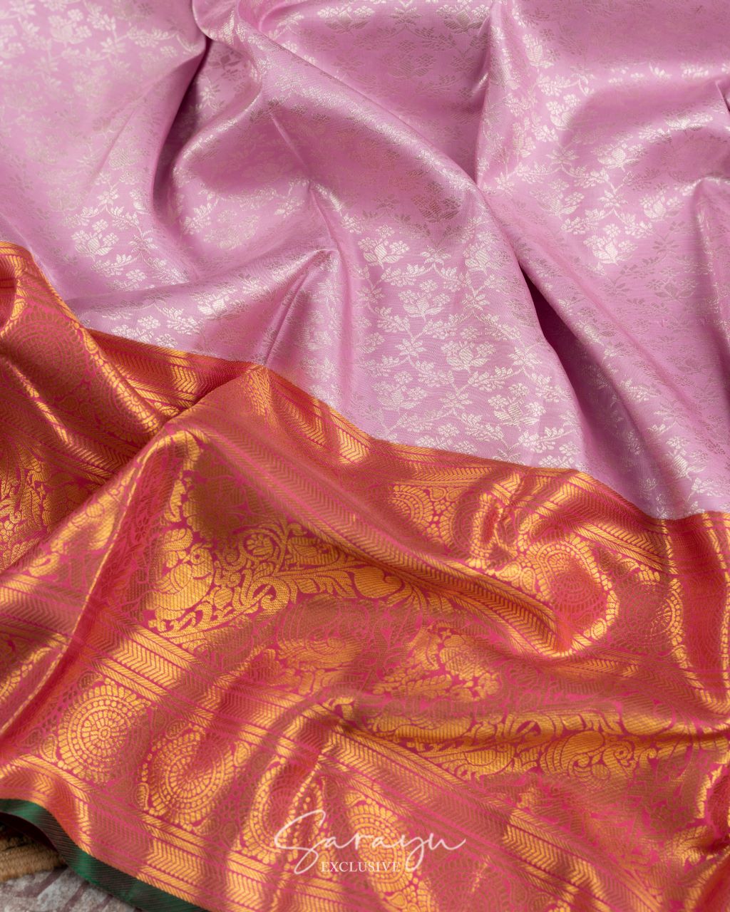 Light Lavender and pink shade pure authentic kanchi pattu