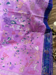 Lilac and Blue Poduru Khadi jamdhani