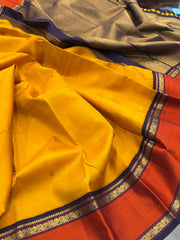 Deep Mustard Yellow Pure Kanchi Vintage Pattu