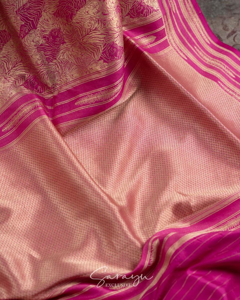 Statement Pink Raw mango Brocade Banarasi silk