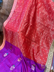 Red and Purple Combination Fancy Kota and Banaras Fusion