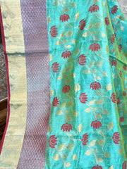 Chanderi pattu saree with ready wear blouse