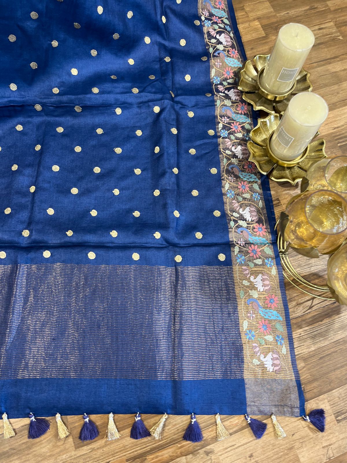 Navy Blue Shade Pure Tussar Saree