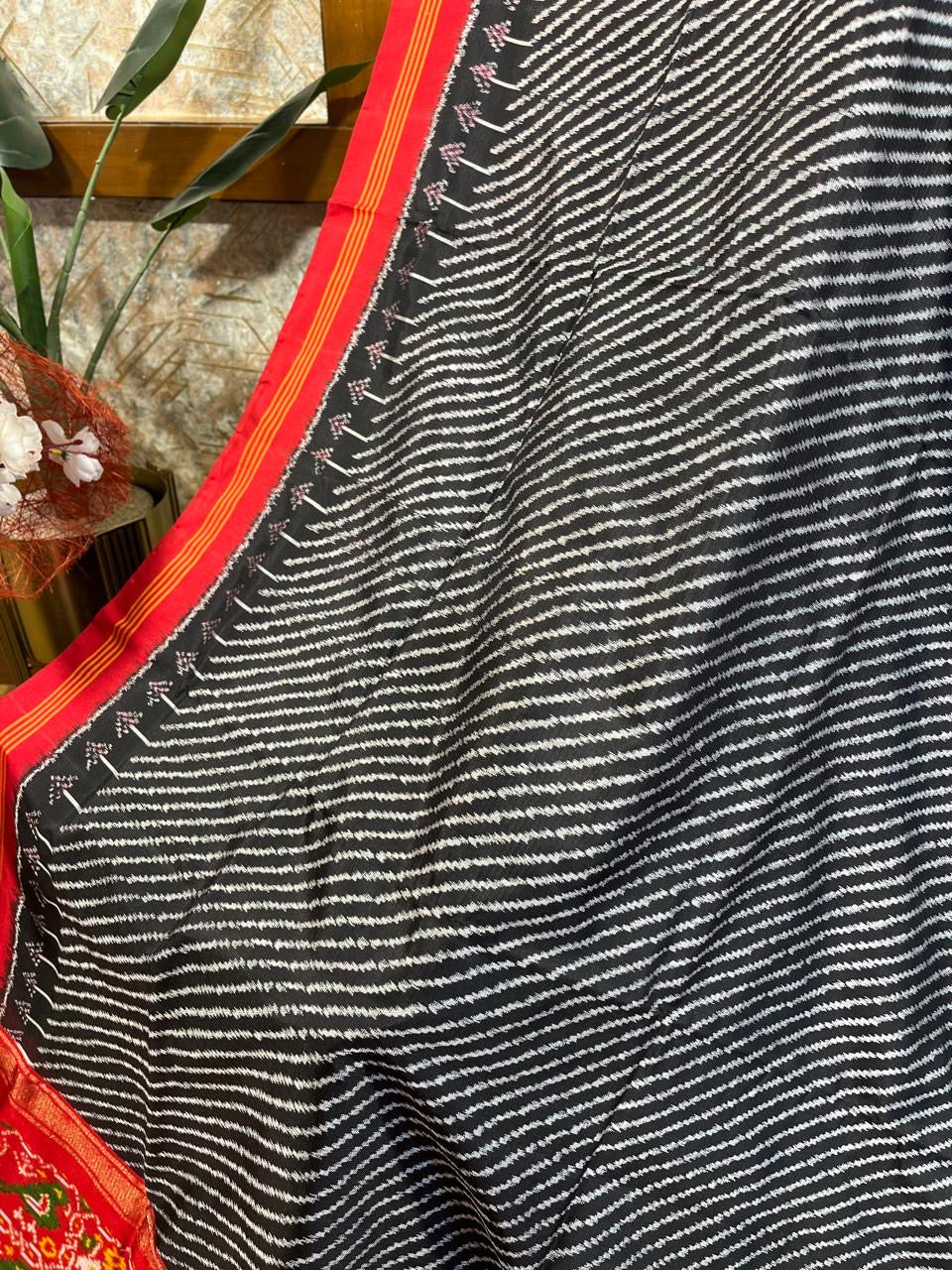 Black and Red Twill ikkat