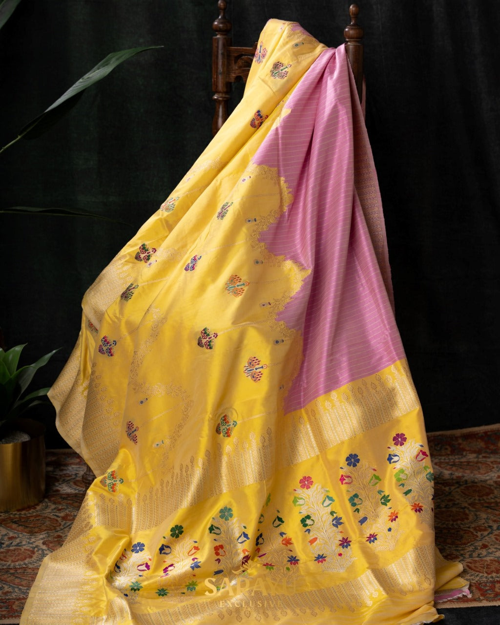 Yellow and Pink Banarasi Rangkat